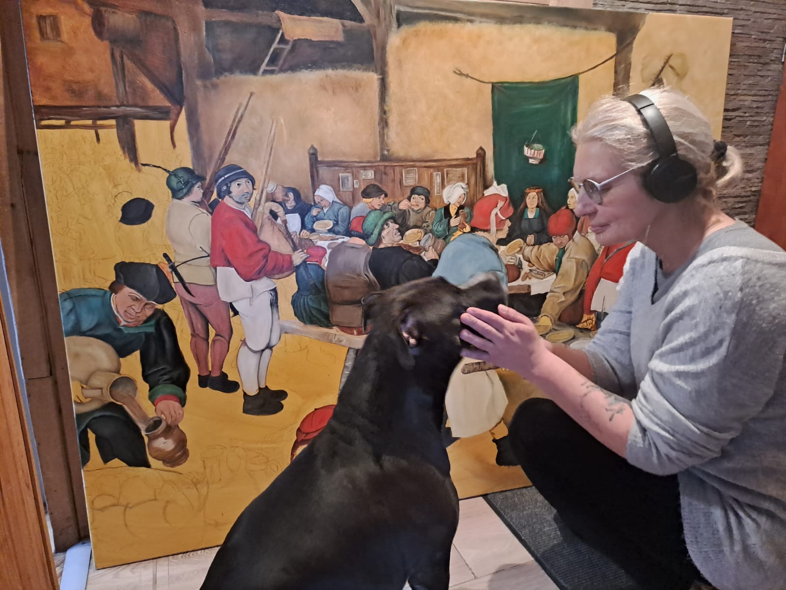 Portret psa w pracowni