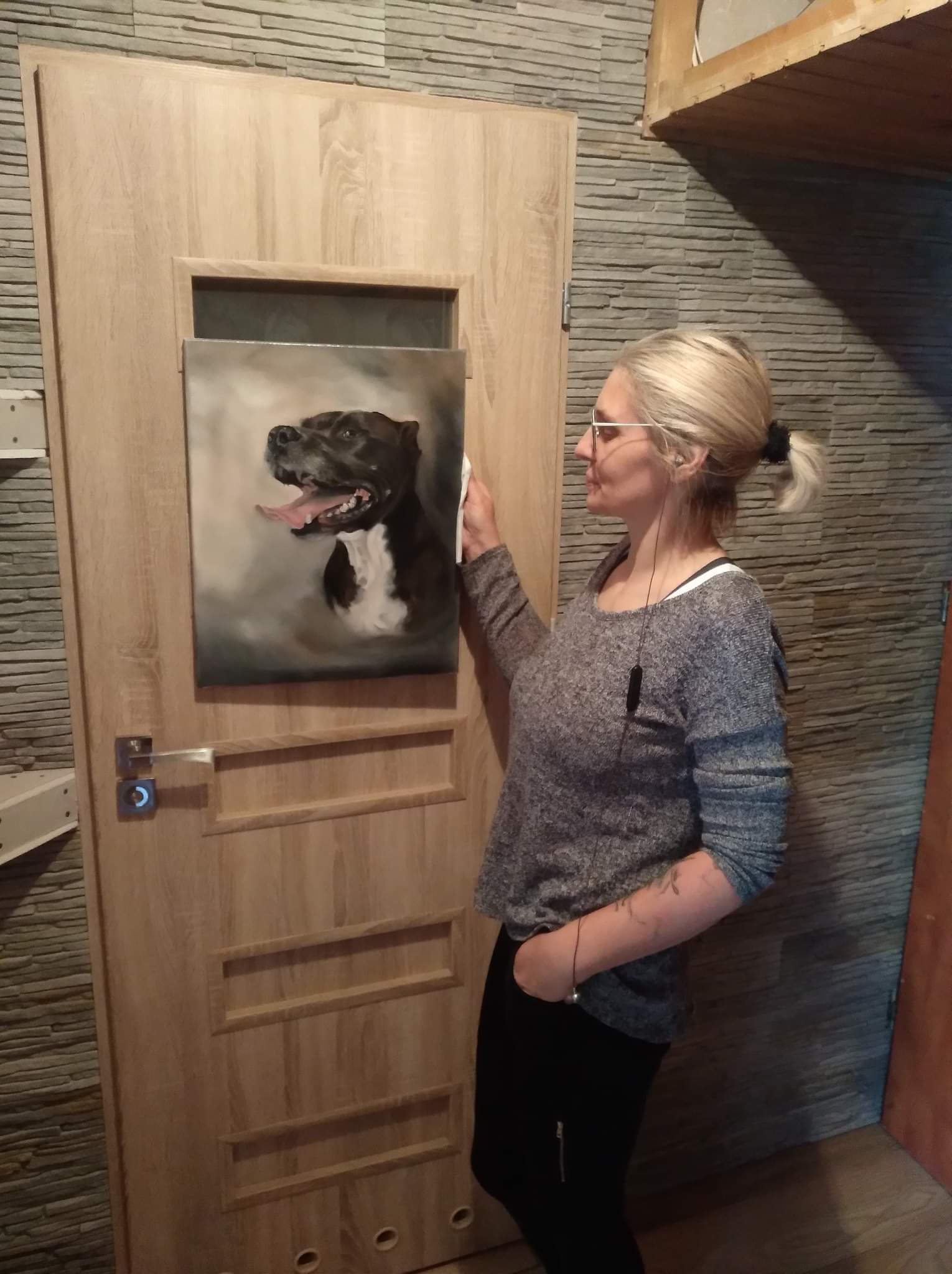 Portret ukochanego psa malowany olejno